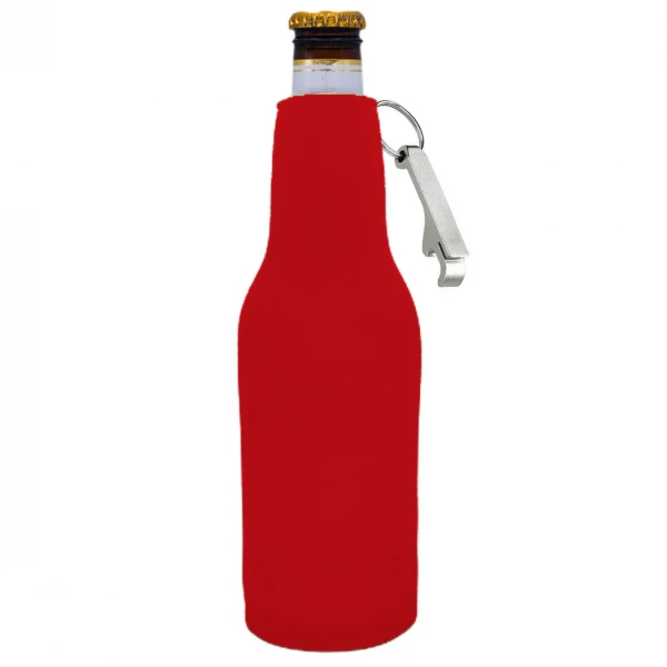 Blank Neoprene Zipper Bottle Coolie With Opener - Image 4