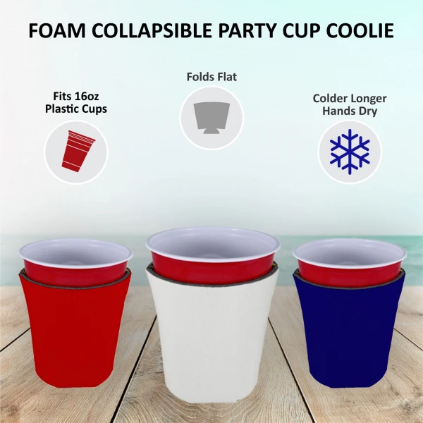 Blank Foam Party Solo Cup Coolie Variety Color Packs - Made in USA - Image 5