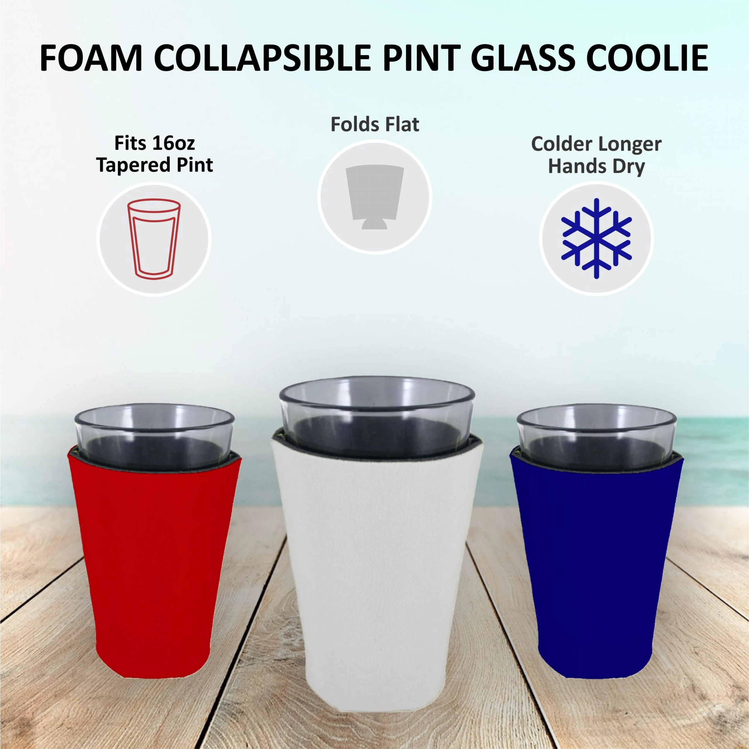 Blank Foam Collapsible Pint Glass Coolie - Made in USA - Image 7