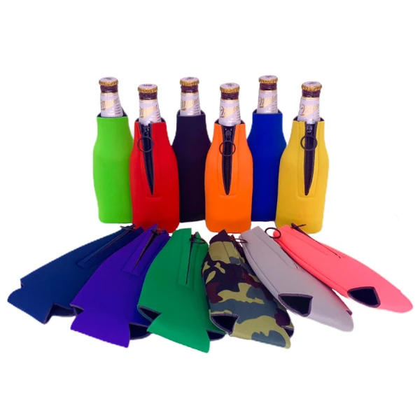 Blank Foam Zipper Beer Bottle Coolie Variety Color Packs