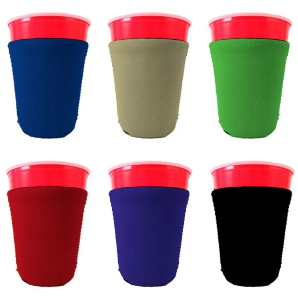 Blank neoprene party cup coolie color variety 6 pack.