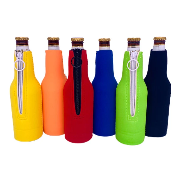 Blank Neoprene Zipper Beer Bottle Coolie Variety Color Packs - Image 3