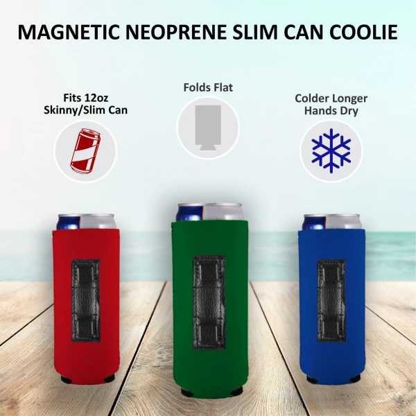 Blank Magnetic Neoprene Collapsible Slim 12 oz Can Coolie - Image 3