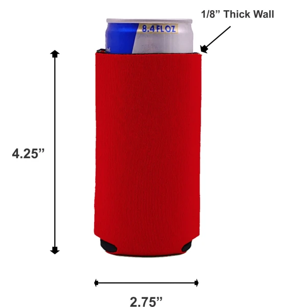 Blank 8.4 oz. Neoprene Collapsible Mini Slim Coolie - Image 2