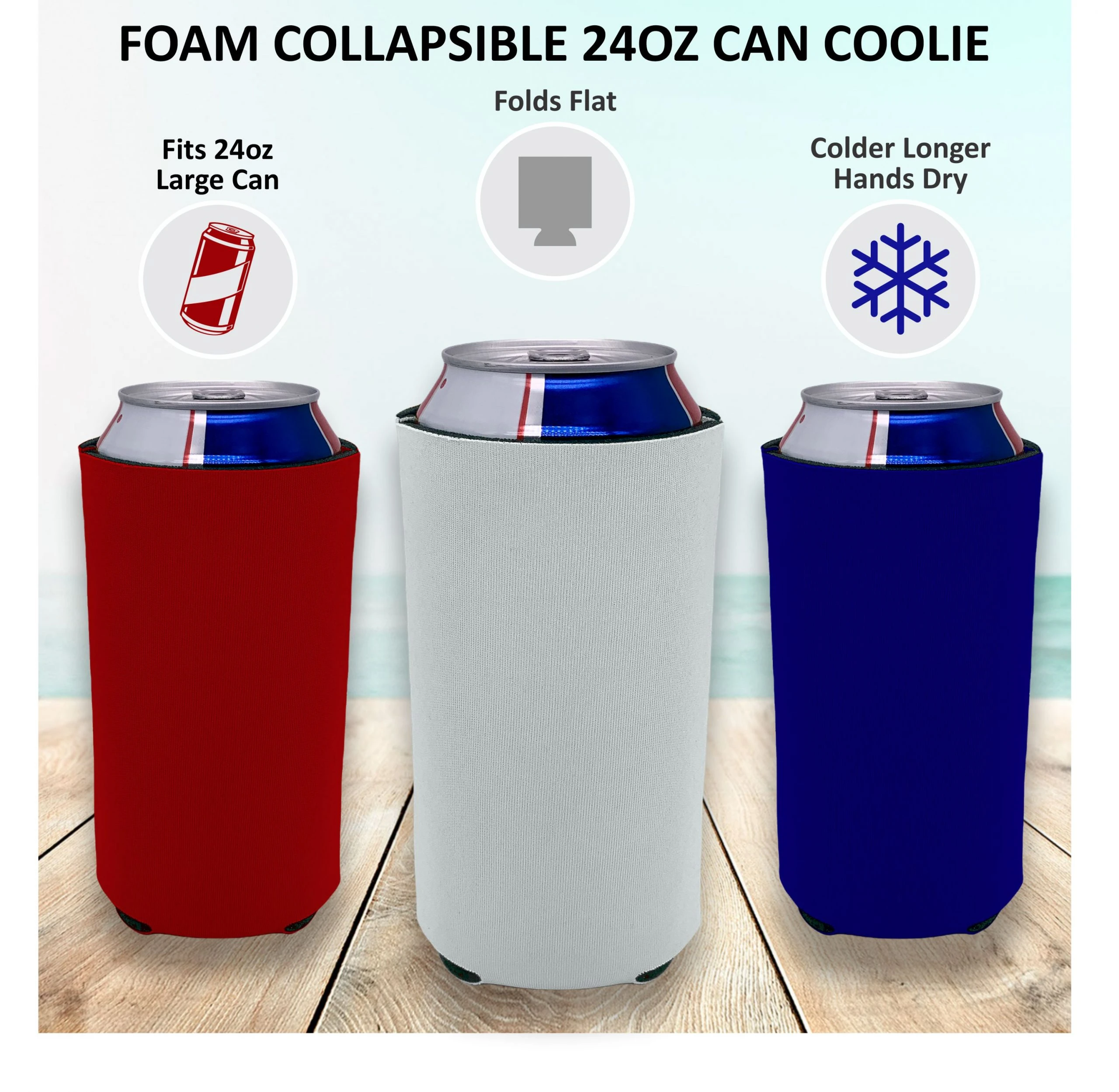 Blank Foam Collapsible 24 oz. Can Coolie - Made in USA - Image 6